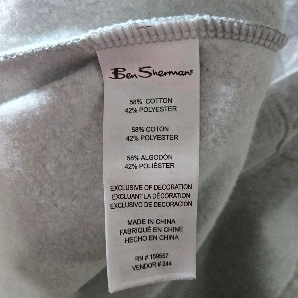 Ben Sherman Mens Quilted Yoke Sweatshirt Grey Heather Crew Neck Size L NEW